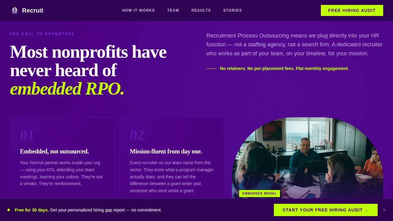 Mission-Driven Nonprofit RPO | Free Website Template | Rocket