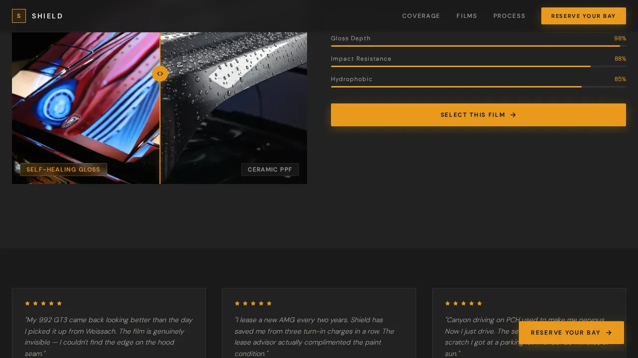 PPF Landing Page Template for Paint Protection Installers