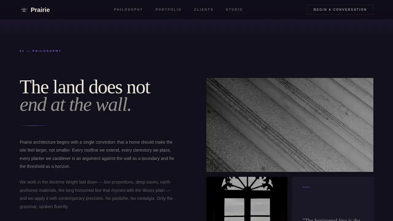 Prairie Style Architecture Appointment Booking Website Template