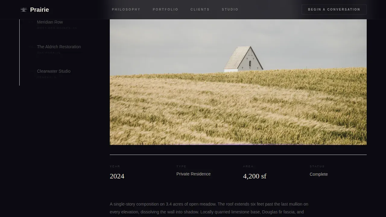 Prairie Style Architecture Appointment Booking Website Template