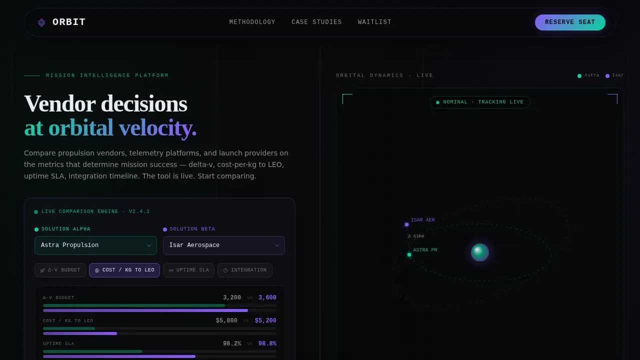 Mission Control Spacetech Comparison Landing Page Template