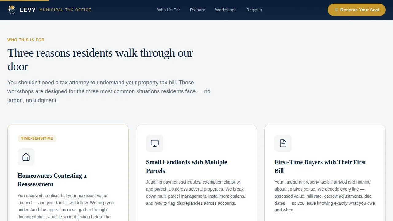 Revenue & Tax Authority Appointment Booking Website Template