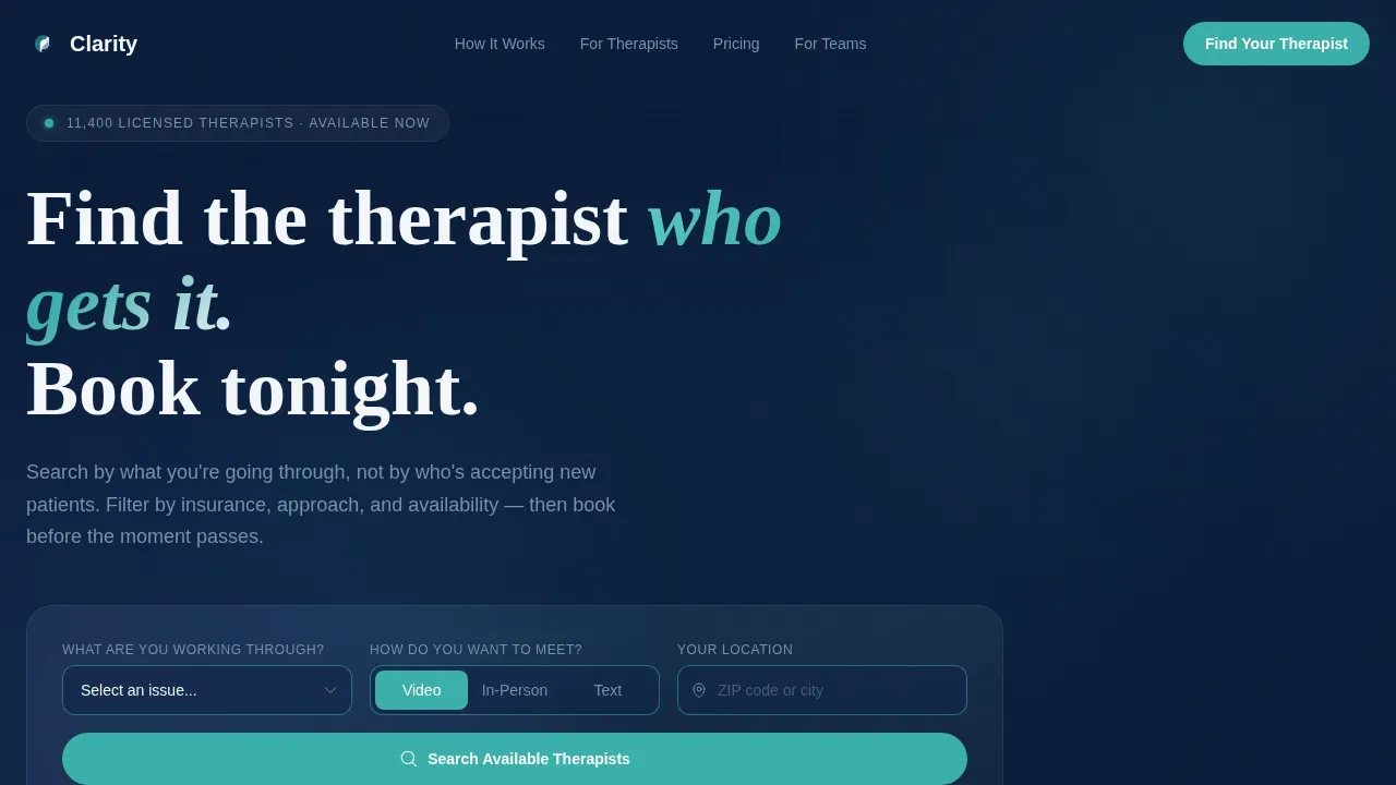 Find and Book Therapists Landing Page Template