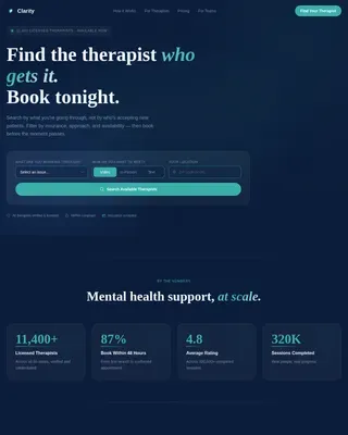 Find and Book Therapists Landing Page Template
