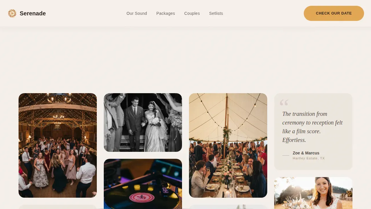 Rustic Wedding DJ & Band Landing Page Template