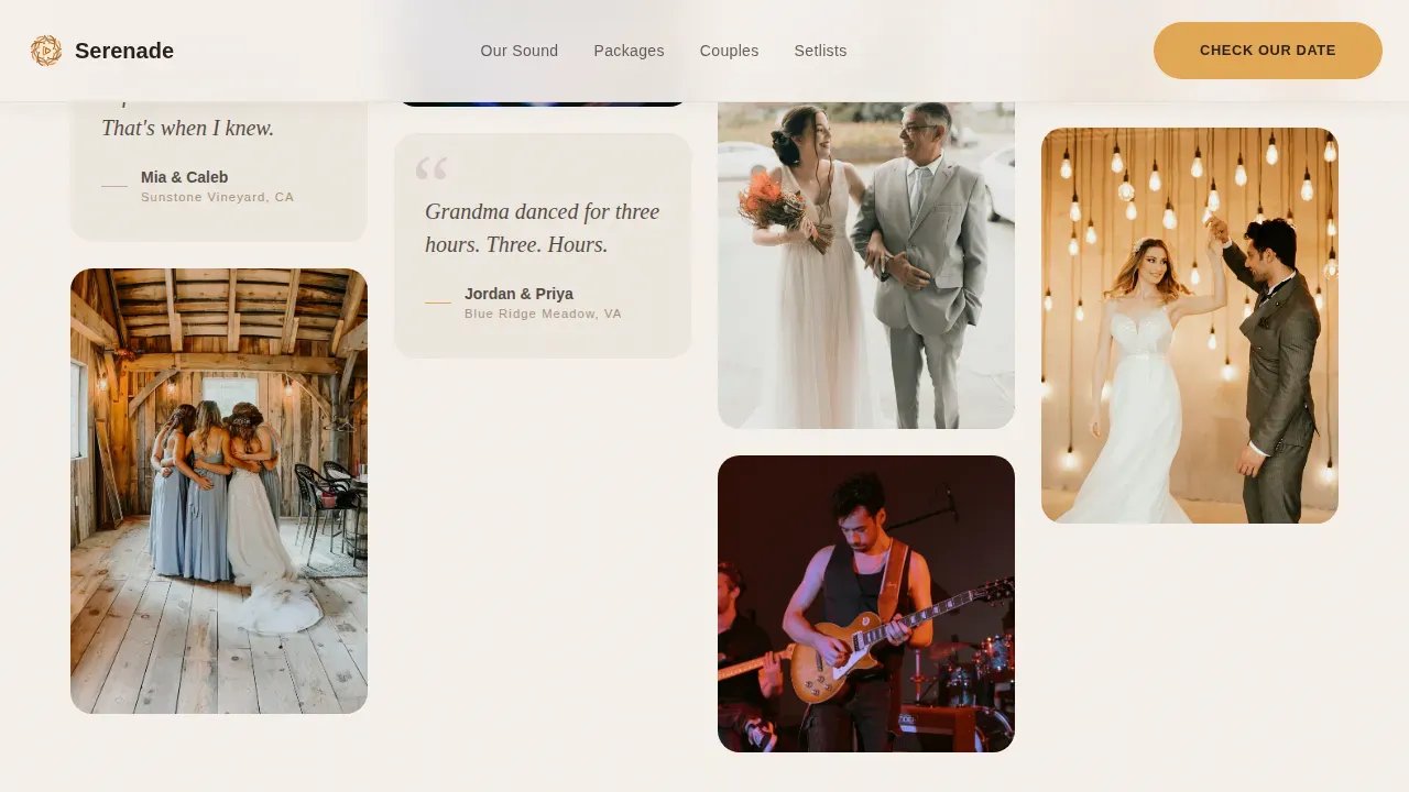 Rustic Wedding DJ & Band Landing Page Template