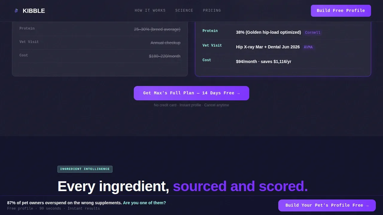 AI Pet Nutrition Landing Page Template