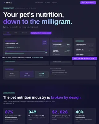 AI Pet Nutrition Landing Page Template