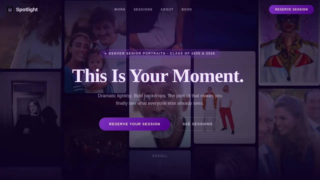 Immersive Senior Photography Landing Page Template