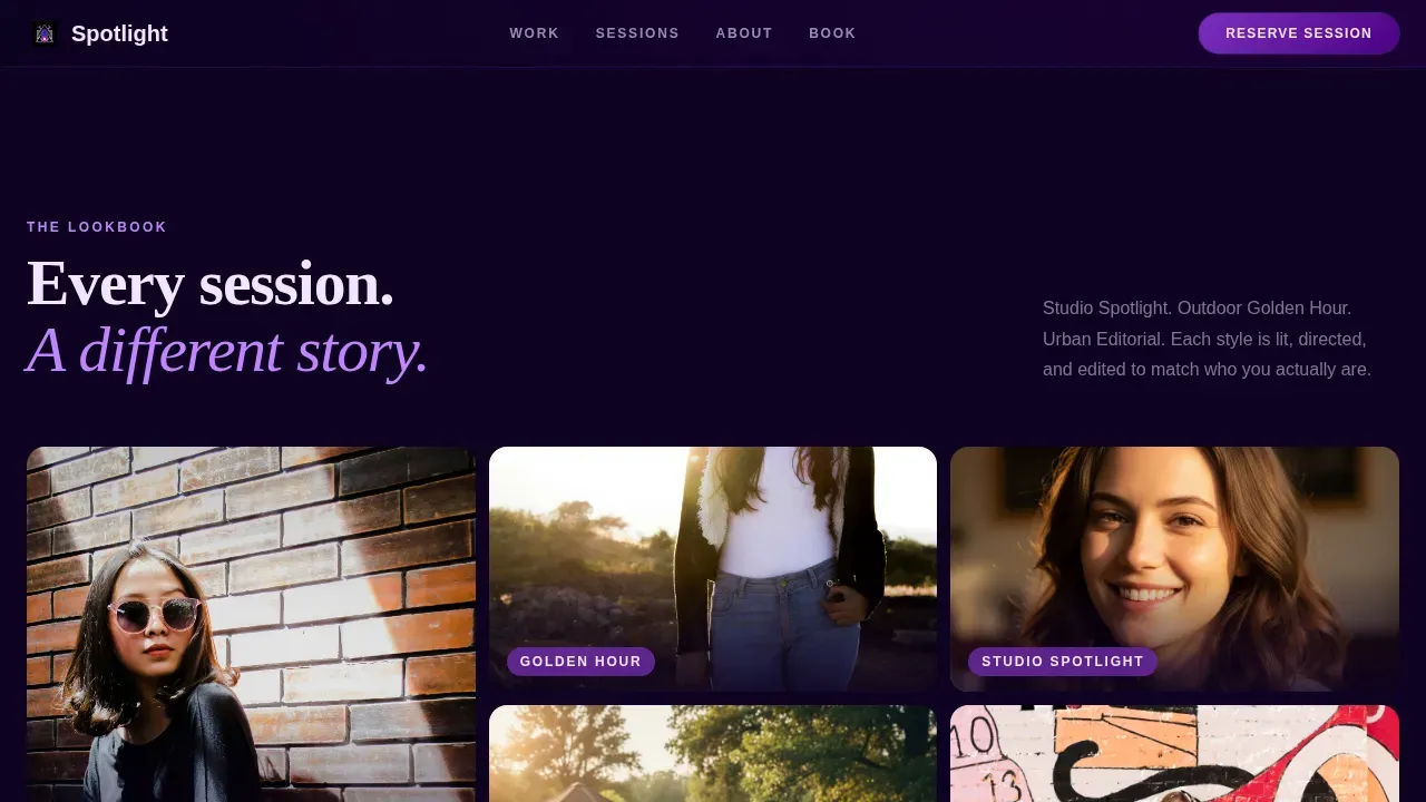 Immersive Senior Photography Landing Page Template