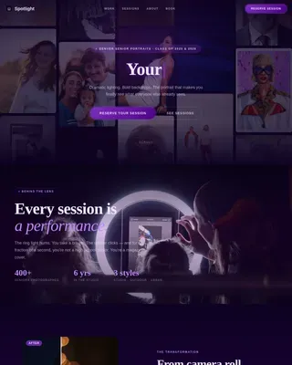 Immersive Senior Photography Landing Page Template