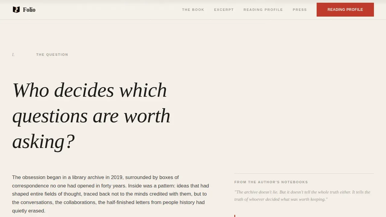 Editorial Non-Fiction Writer Landing Page Template