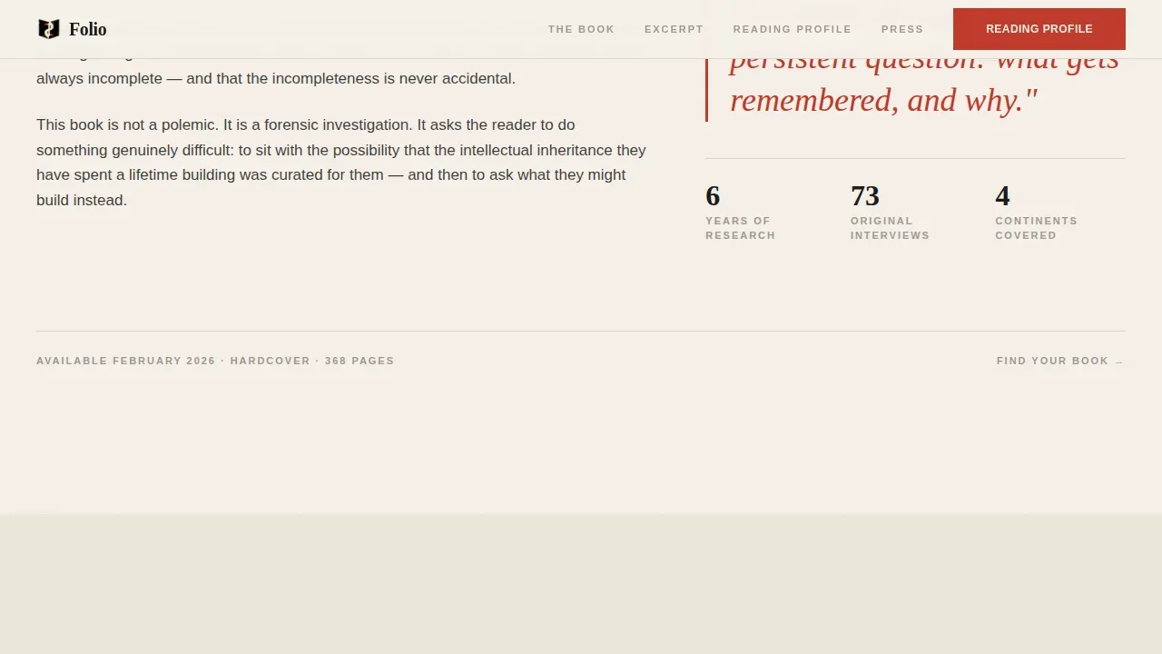 Editorial Non-Fiction Writer Landing Page Template