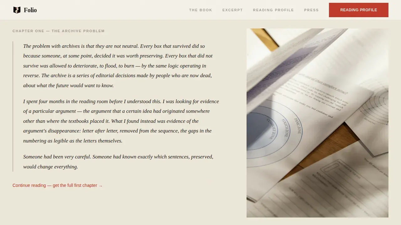 Editorial Non-Fiction Writer Landing Page Template