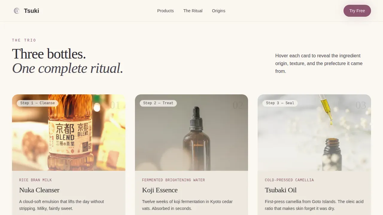 Ritual Japanese Skincare | Free Website Template | Rocket