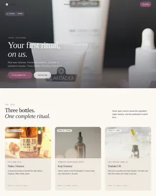 Ritual Japanese Skincare | Free Website Template | Rocket