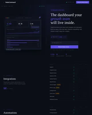 Data Command SaaS Waitlist Landing Page Template
