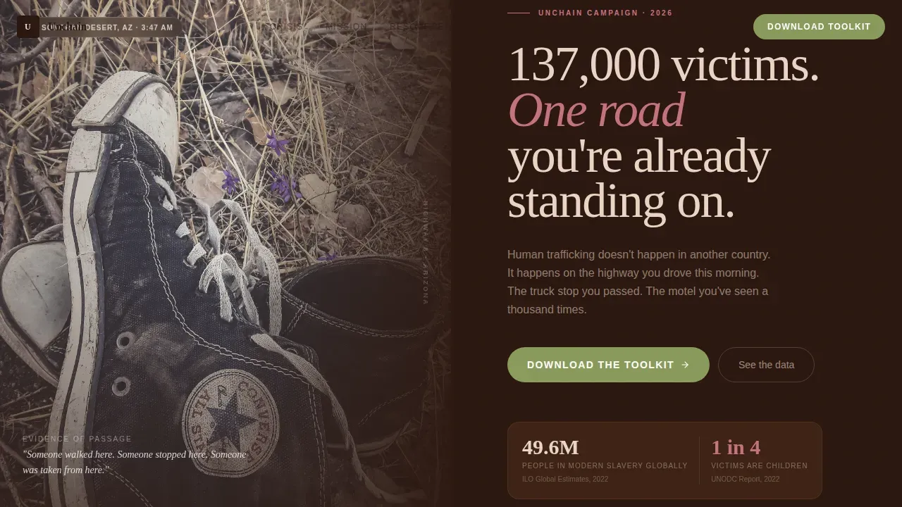 Advocacy Human Trafficking Landing Page Template