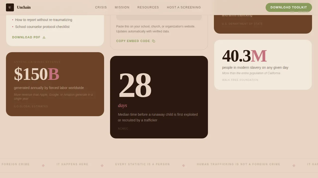 Advocacy Human Trafficking Landing Page Template