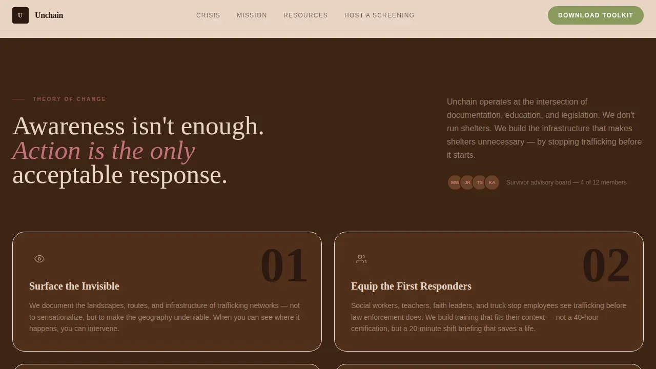 Advocacy Human Trafficking Landing Page Template