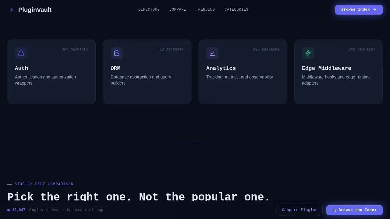 Verified Next.js Plugin Library | Free Website Template | Rocket