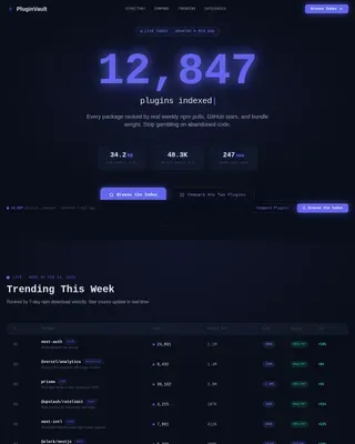Verified Next.js Plugin Library | Free Website Template | Rocket