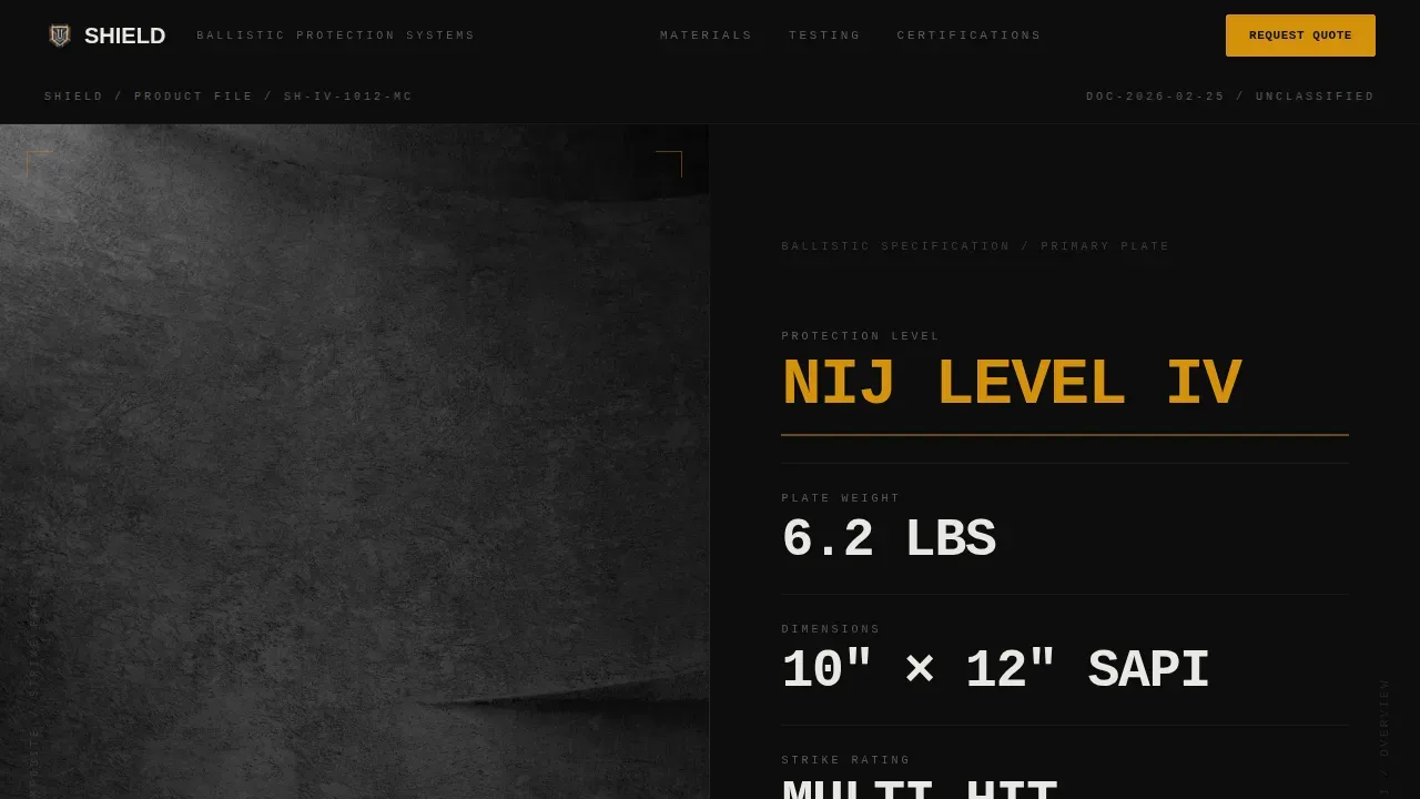 Premium Body Armor Landing Page Template