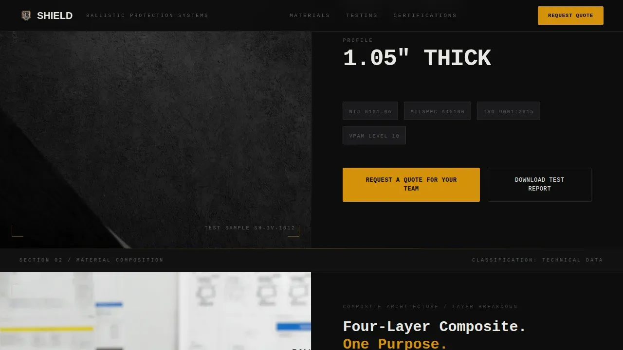 Premium Body Armor Landing Page Template