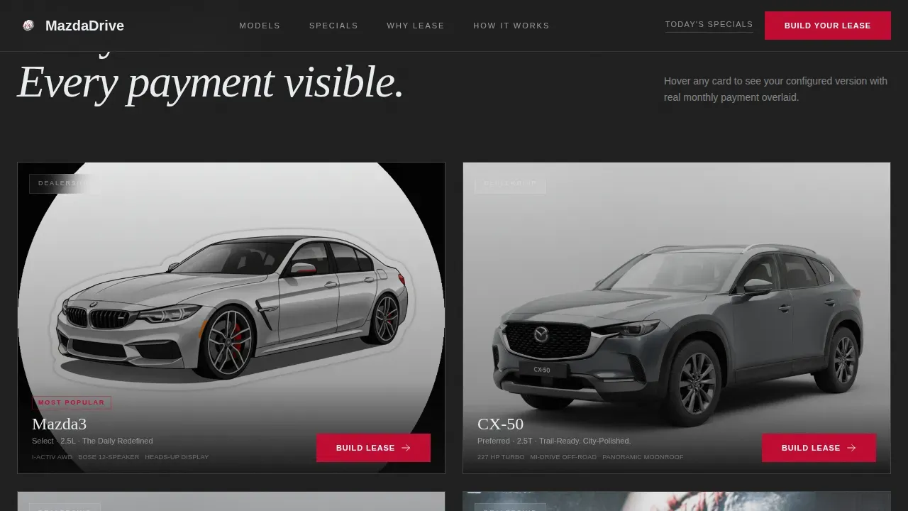 Lease Configurator | Free Website Template | Rocket