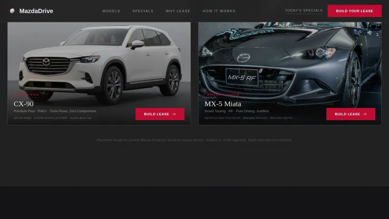 Lease Configurator | Free Website Template | Rocket