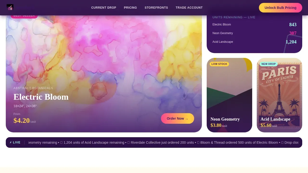 Premium Art Prints Wholesale Landing Page Template