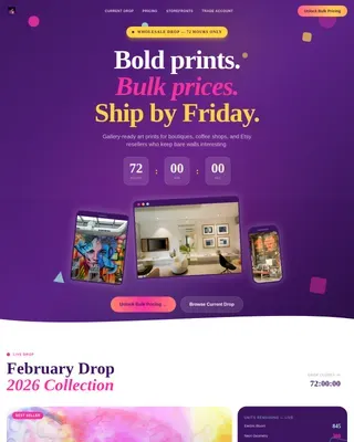 Premium Art Prints Wholesale Landing Page Template