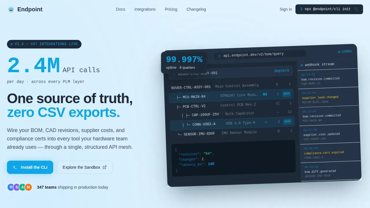 API-First PLM Platform Landing Page Template