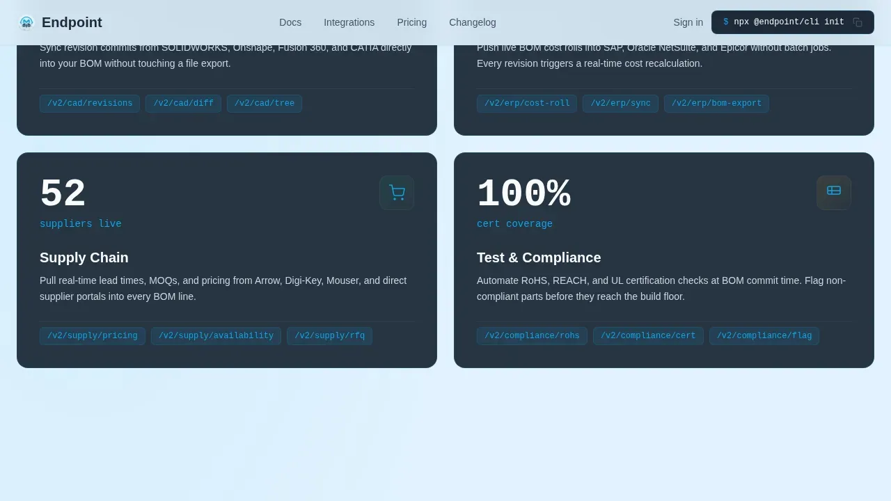 API-First PLM Platform Landing Page Template