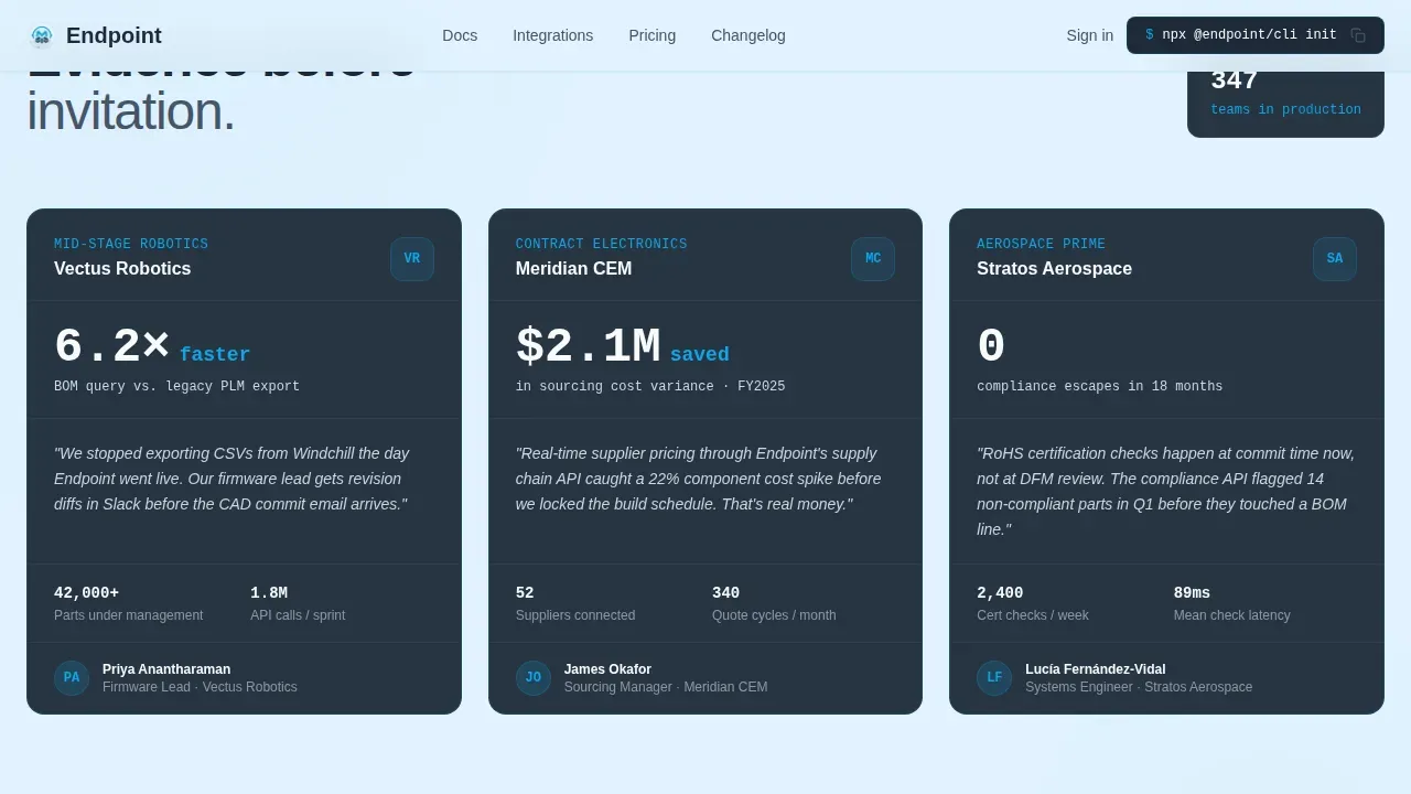 API-First PLM Platform Landing Page Template