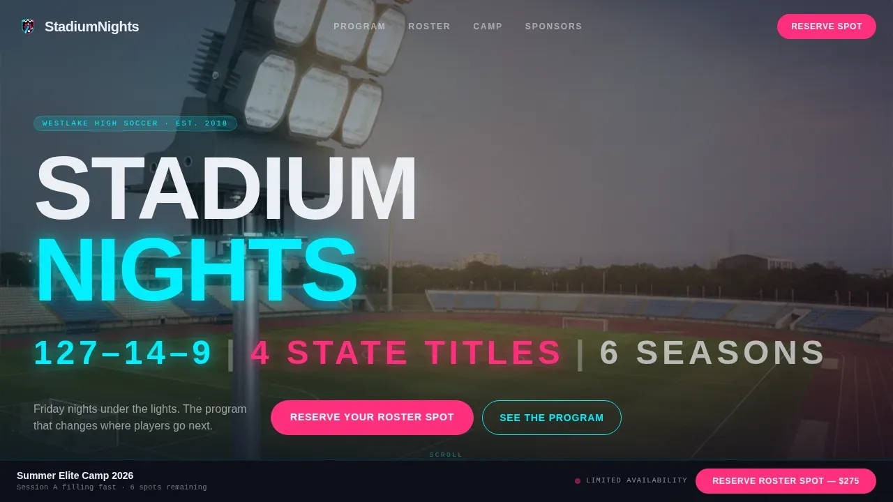 Dynamic Soccer Program Landing Page Template