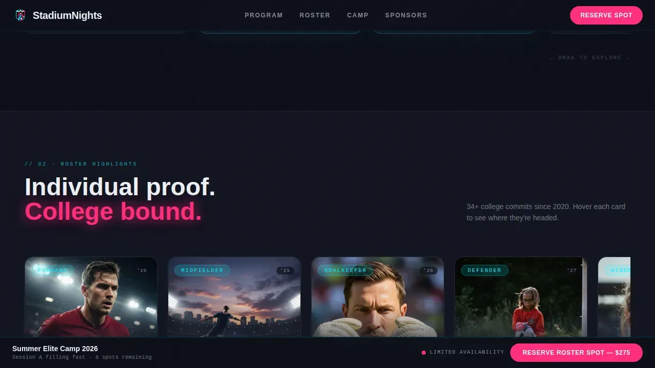 Dynamic Soccer Program Landing Page Template