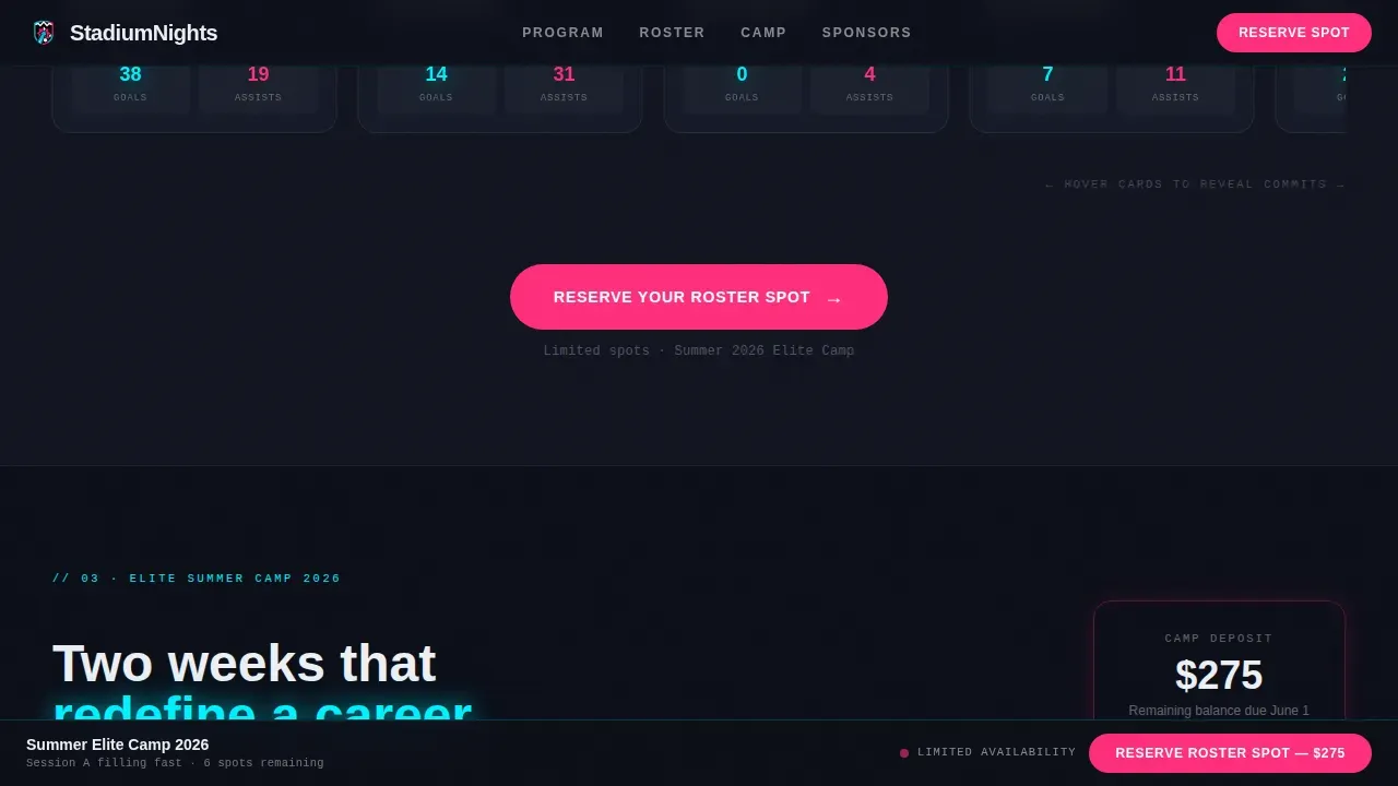 Dynamic Soccer Program Landing Page Template