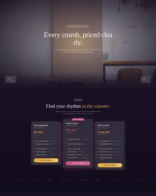 Bakery & Café Pricing & Packages Website Template