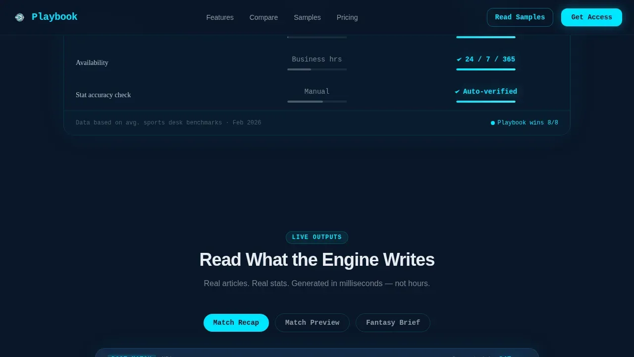 AI Sports Content Engine Landing Page Template