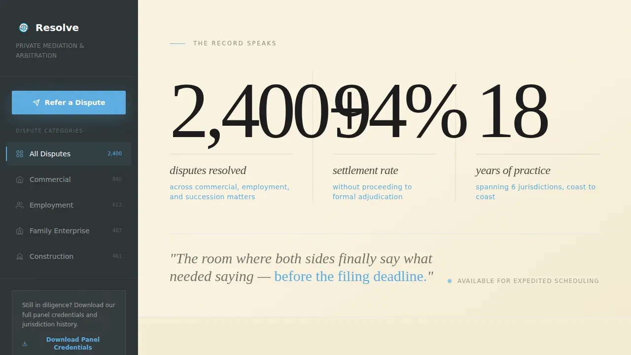 Trusted Mediation Booking Landing Page Template