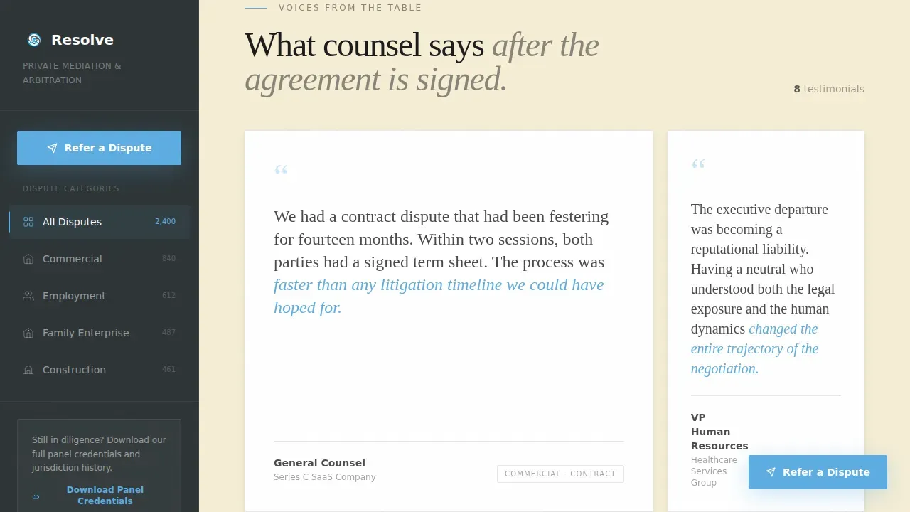Trusted Mediation Booking Landing Page Template