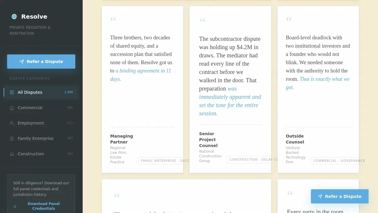 Trusted Mediation Booking Landing Page Template