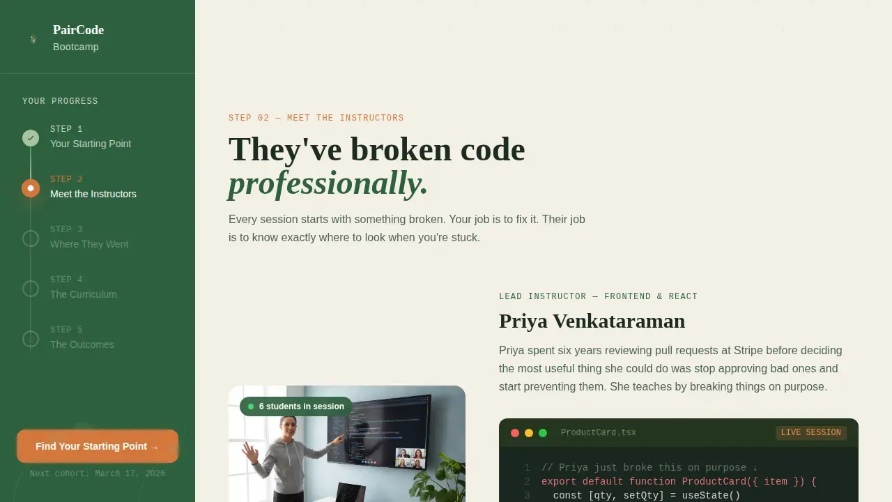 Immersive Bootcamp Landing Page Template