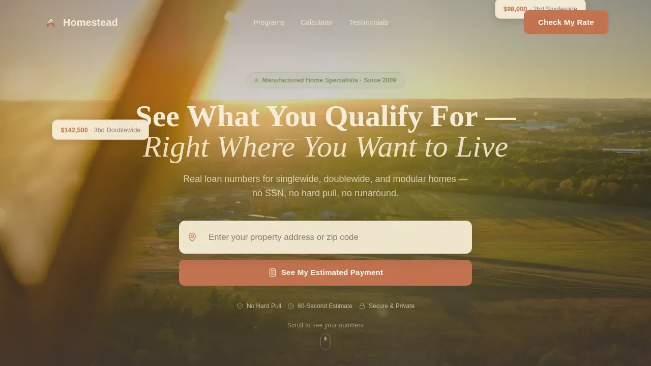 Reliable Mobile Home Financing Landing Page Template