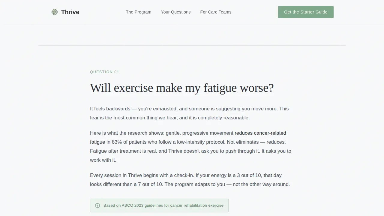 Cancer Recovery Care FAQ & Common Questions Website Template