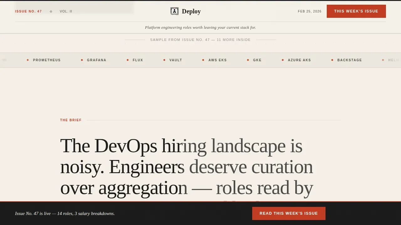 Editorial DevOps Jobs Newsletter Landing Page Template