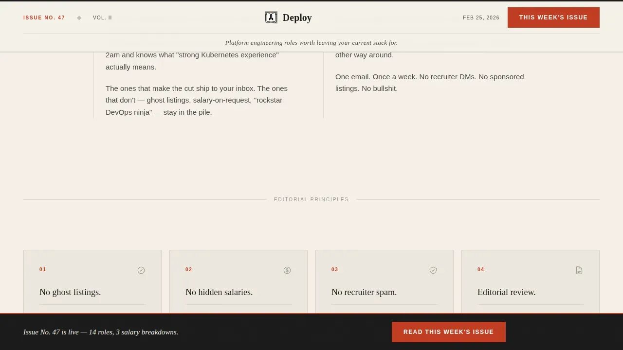 Editorial DevOps Jobs Newsletter Landing Page Template