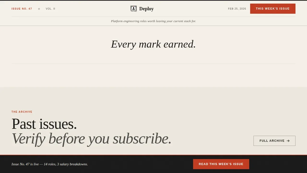 Editorial DevOps Jobs Newsletter Landing Page Template