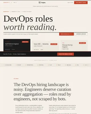 Editorial DevOps Jobs Newsletter Landing Page Template